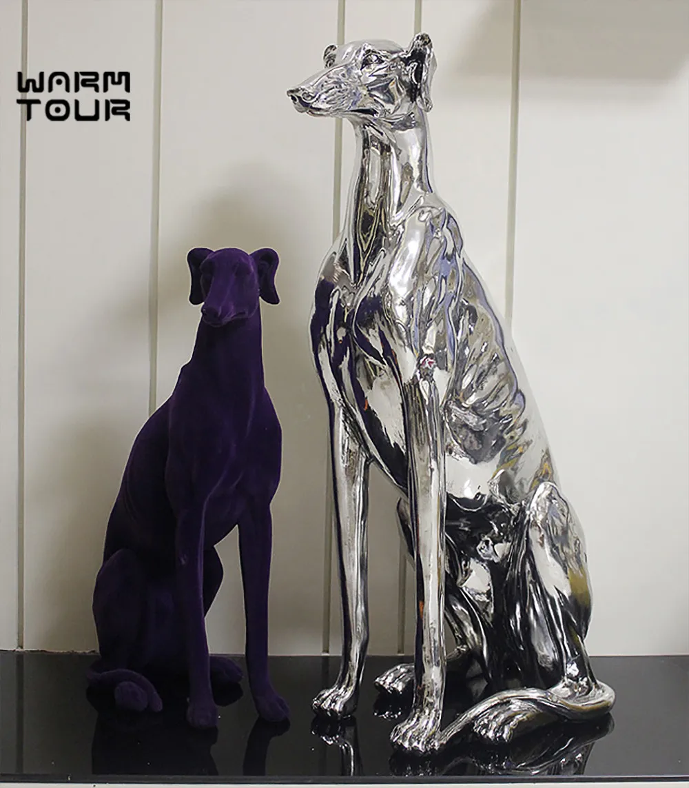 

Large Size Electroplating Dog Silver Metallic American Pop Art Resin Craft Dog Figurine Statue Best Gift, Free Shipping