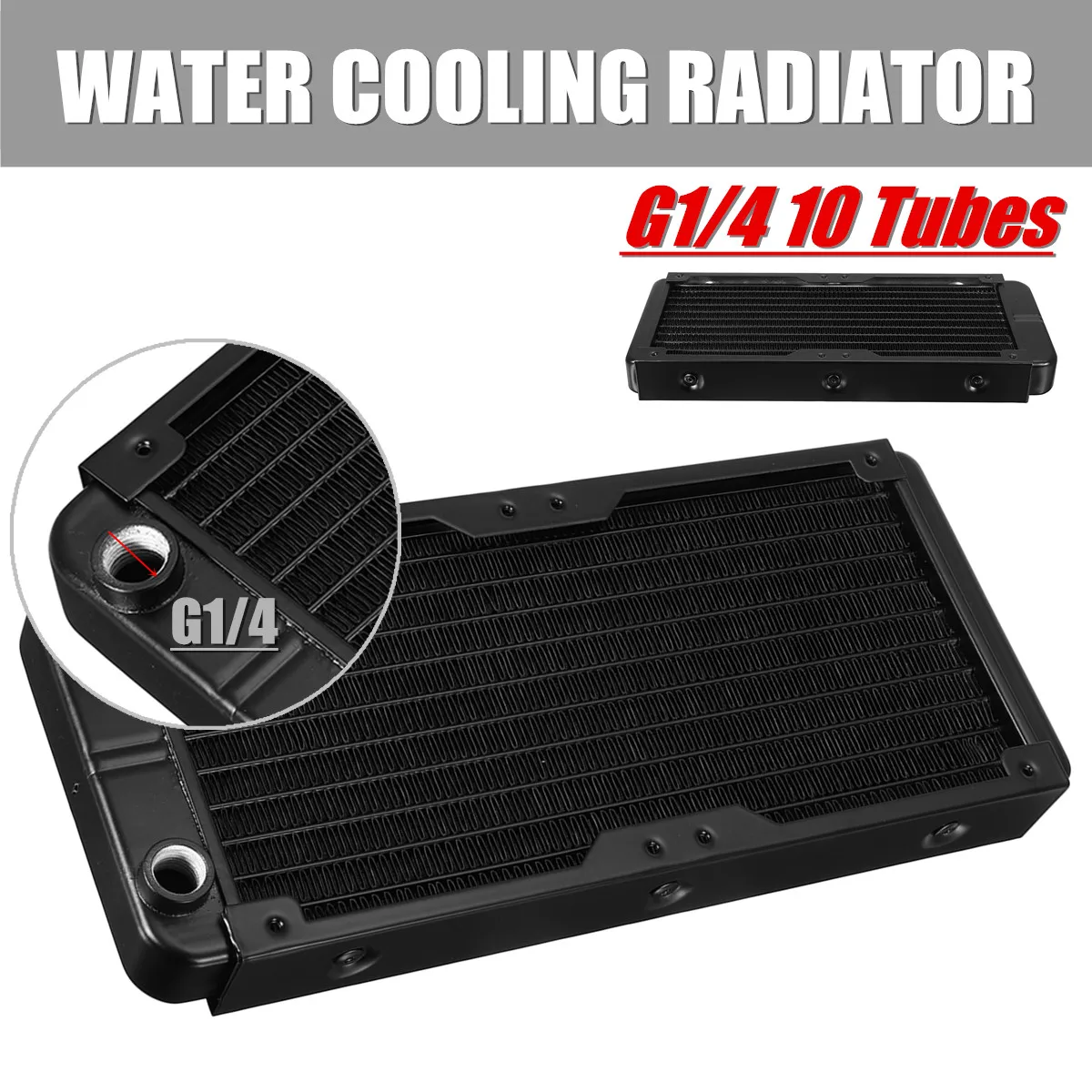 240mm 10 Tubes Aluminum Computer Radiator Water Cooling Cooler For CPU Heatsink Exchanger CPU Heat Sink For Laptop Desktop