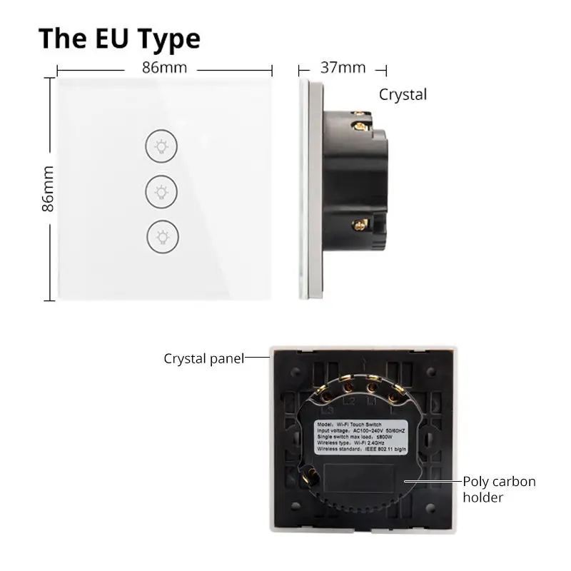 ЕС Wifi умный настенный переключатель пресс стеклянная панель Мобильная туя и умная жизнь приложение пульт дистанционного управления