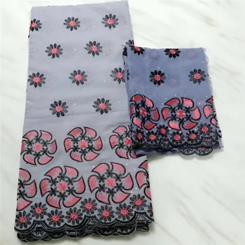 

Grey African Lace Material Embroidery Flower African Swiss Voile Cotton Lace Fabric 2019 Nigerian Swiss Lace Fabric With Stones