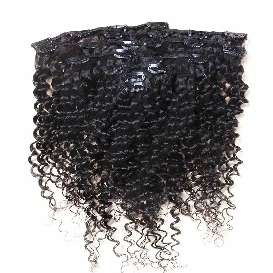 

Brazilian Virgin Hair Clip ins Deep Wave Curly Hair Weave Websites African American Clip in Human Hair Extensions 100g-160g/set