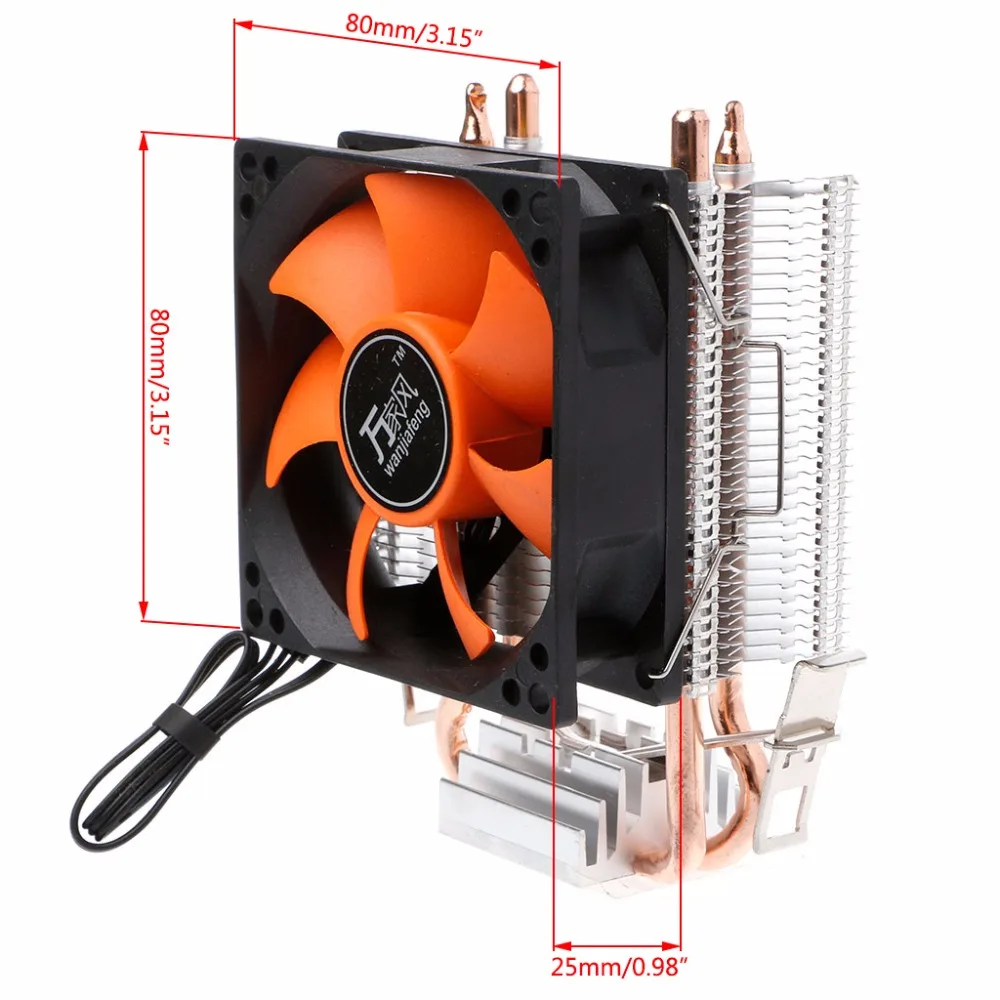 Вентилятор Кулер двойной Heatpipe алюминиевый PC cpu кулер охлаждающий вентилятор для Intel 775/1155 AMD 754/AM2
