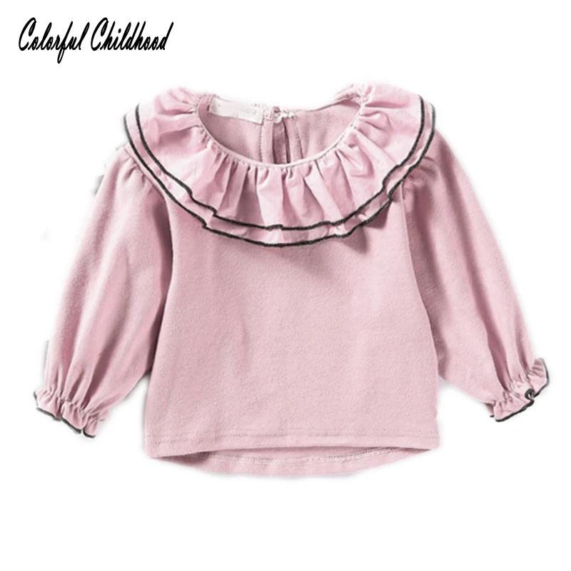 Sweet girls baby t shirts little girls Ruffle Collar blouses infant
