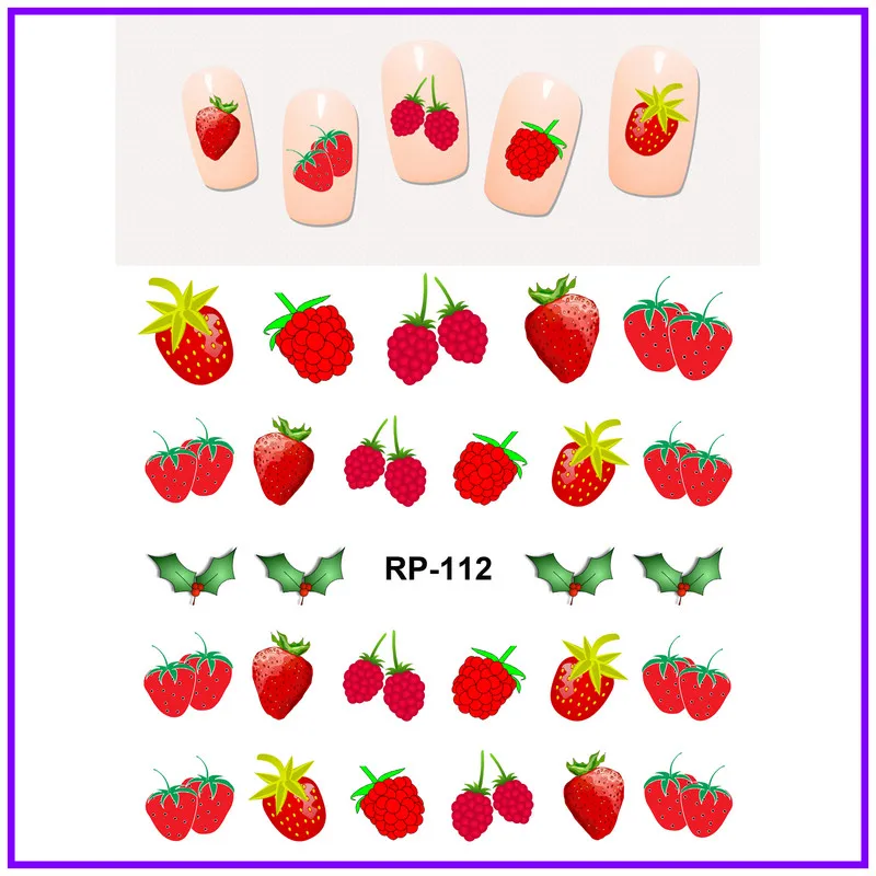 UPRETTEGO искусство ногтей Красота наклейка на ногти водная наклейка слайдер фрукты вишня клубника Виноград банан яблоко RP109-114