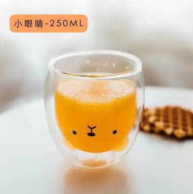 Стеклянная креативная прозрачная кофейная кружка с двойными стенками и изображением медведя, кота, утки, молочного сока, милая чашка, подарок для девушки, чашка с кошачьей лапой - Цвет: 9