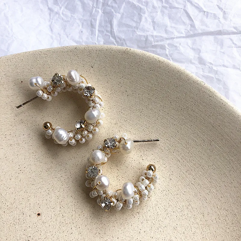 

Bilincolor special design vintage white fresh water pearl earring simple fashion jewelry