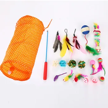 

20 pcs/lot Funny Cat Stick Suite Pet Cat Kitten Play Balls With Jingle Bell Pounce Chase Rattle Toys