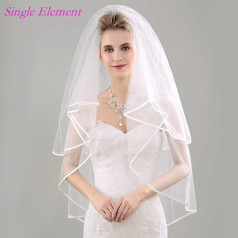 Newest Bridal Veils with Comb Two Layers Ribbon Edge Wedding Veils Exquisite Ivory Bridal Veil 2017 Wedding Accessory Newest Bridal Veils with Comb Two Layers Ribbon Edge Wedding Veils Exquisite Ivory Bridal Veil 2017 Wedding Accessory