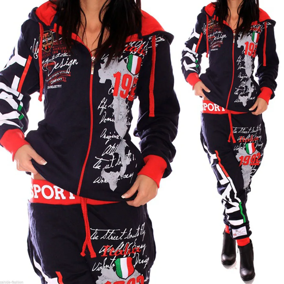 Zogaa 2019 Autumn Tracksuit Long Sleeve Thicken Hooded Sweatshirts 2 Piece Set Letter Printed Casual Sport Suit Club Outfits Zogaa 2019 Autumn Tracksuit Long Sleeve Thicken Hooded Sweatshirts 2 Piece Set Letter Printed Casual Sport Suit Club Outfits