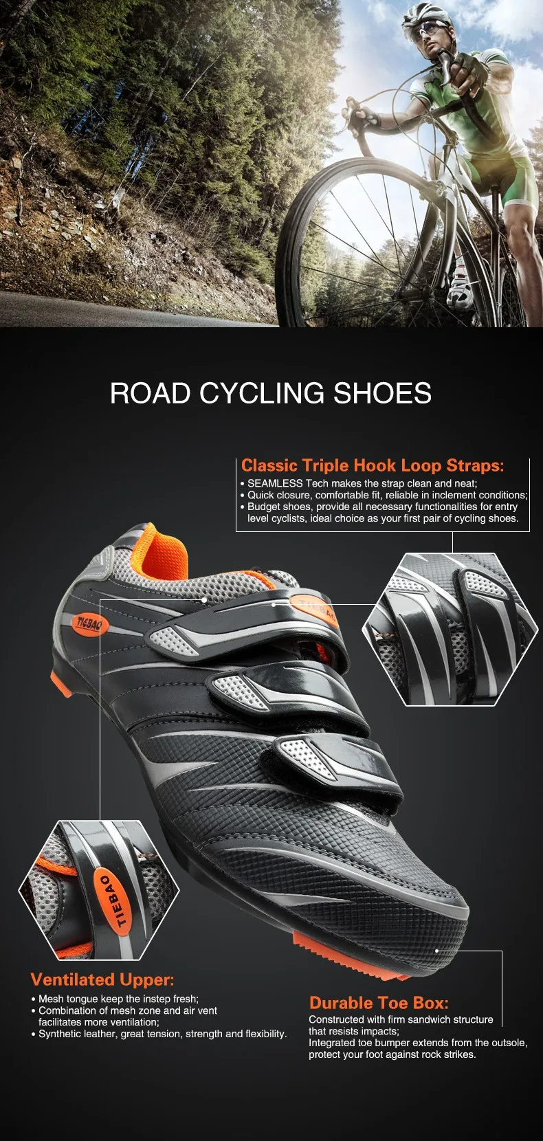 Tiebao Road Cycling Shoes Bicycle Racing Sports superstar Breathable Athletic sapatilha ciclismo Road Bike Self-locking sneakers