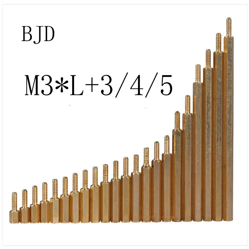 M3 мужской 6 мм M3 женский 4-60 мм латунь противостояние Spacer Медь шестигранной шпильки Spacer полый Столбы m3*(4-20)+ 3/4/5/6 мм