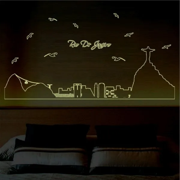 

2017 New Arrive Rio de Janeiro Glow in dark To remove the fluorescent stick The sitting room the bedroom adornment wall stickers