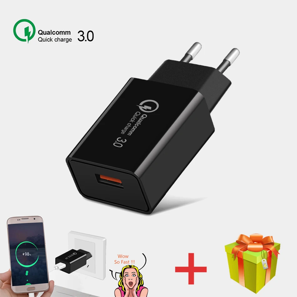 Зарядное устройство для телефона Qualcomm Quick Charge 3 0 EU Plug Enchufe USB быстрый мобильный