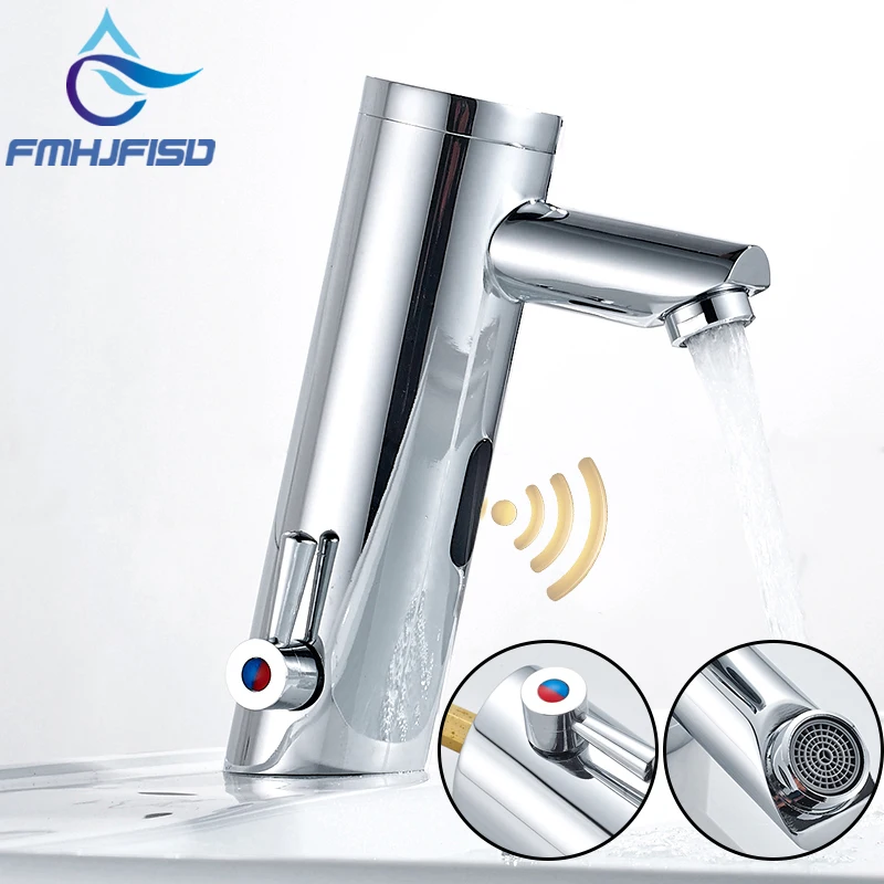 Bathroom Automatic Sensor Faucet Brass Chrome Finish Hands Touch Free