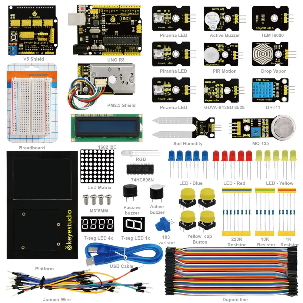 2017 NEW Keyestudio Environment Monitoring Kit With Uno Board And V5 For Arduino