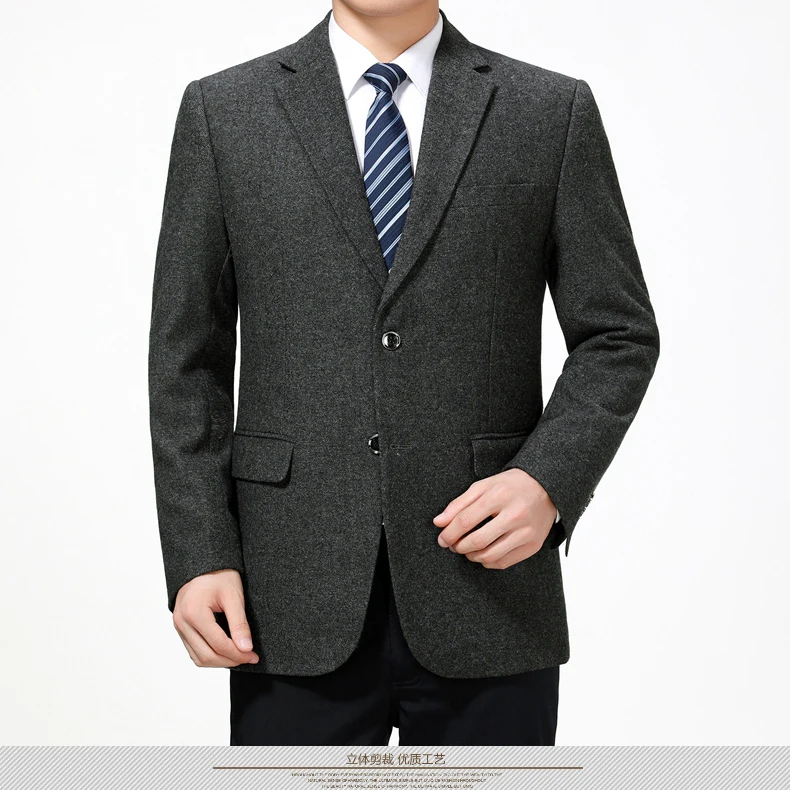 WAEOLSA Men Woollen Blends Blazers Camel Woll Suit Blazer Man Navy Blue Gray Blazer Male Business Outfits Blazer Hombre (11)