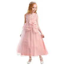Elegant Girls Dress Baby Kid Children Sleeveless Ball Gown Long Dress Birthday Wedding Party Princess Dress Fashion Kids Dresses children girls new luxury birthday wedding party ball gown dress kids fashion pink blue color front shor back long pageant dress