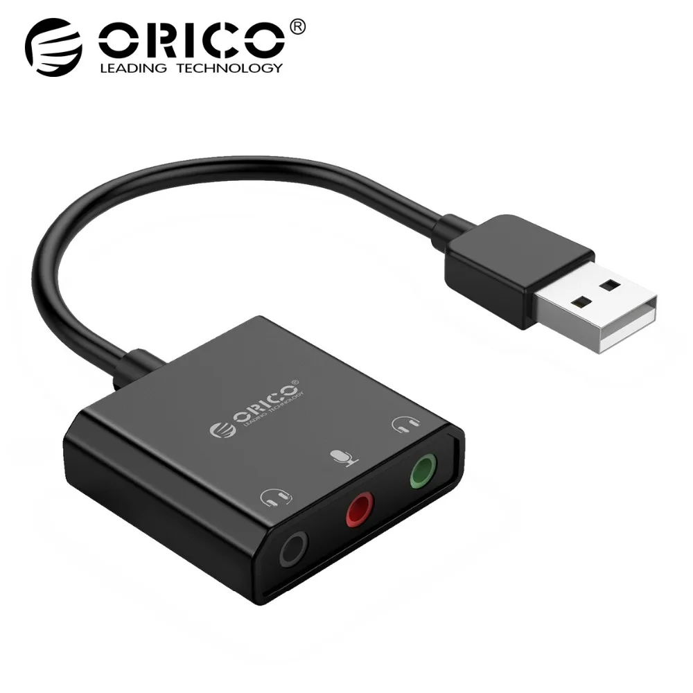 ORICO Sound Card External 3.5mm USB Adapter USB to Earphone Headphone Audio Interface for PS4 Pro Computer Microphone Sound Card