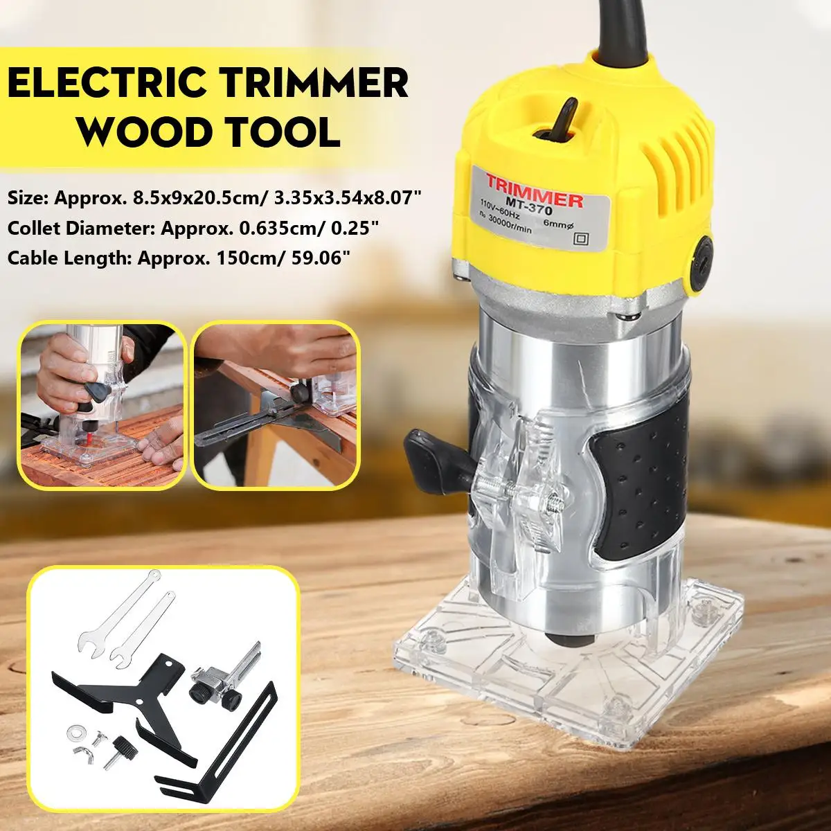 2200W Electric Hand Trimmer 6.35mm Laminate Palms Wood Router Trimming Cutting Carving Machine Woodworking Power Tool 110V 220V
