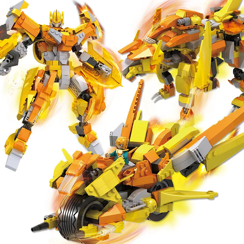 

Deformed Motorcycle Warrior Building Kits Robot Animal Model Building Blocks Toys For Children Educational Toy