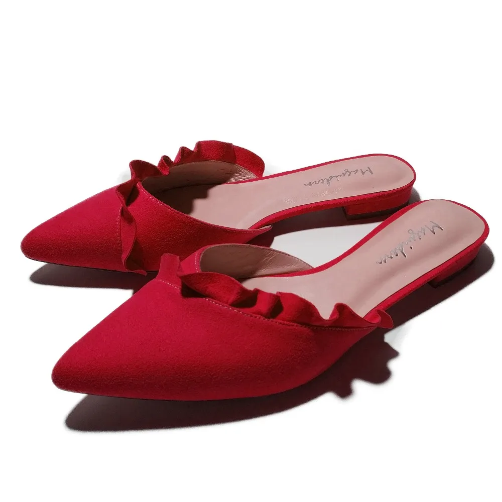 Maguidern Ruffle Trimmed Slides Backless Slippers_10