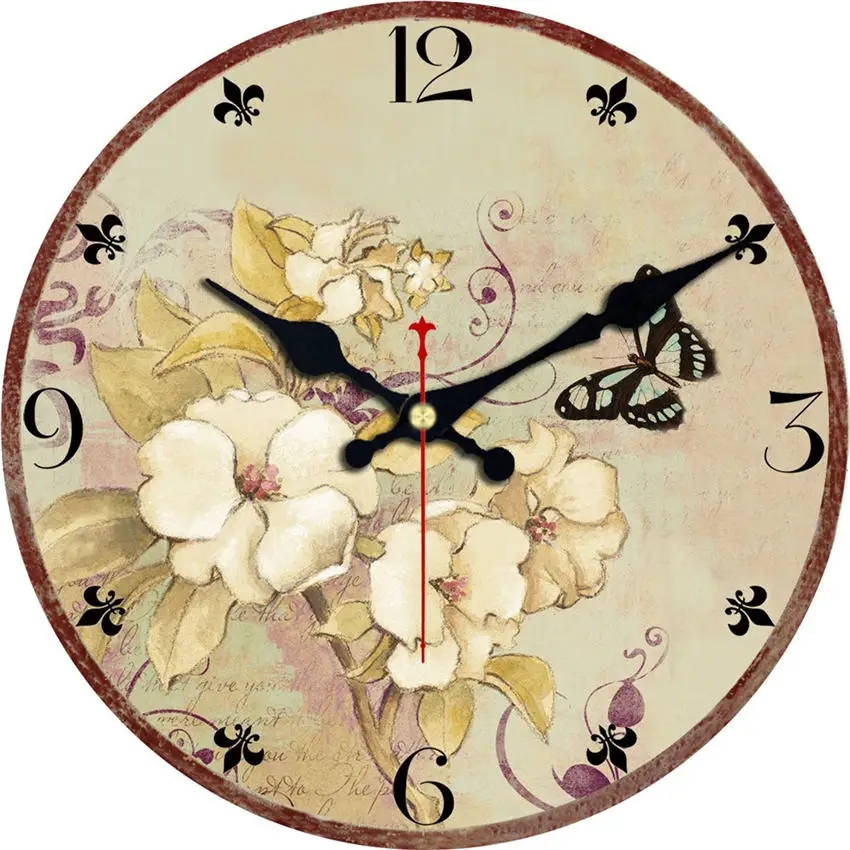Абстрактные настенные часы с римскими цифрами, деревянные настенные часы из картона для дома, кухни, офиса, бесшумные настенные часы - Цвет: Flower Wall Clock 2