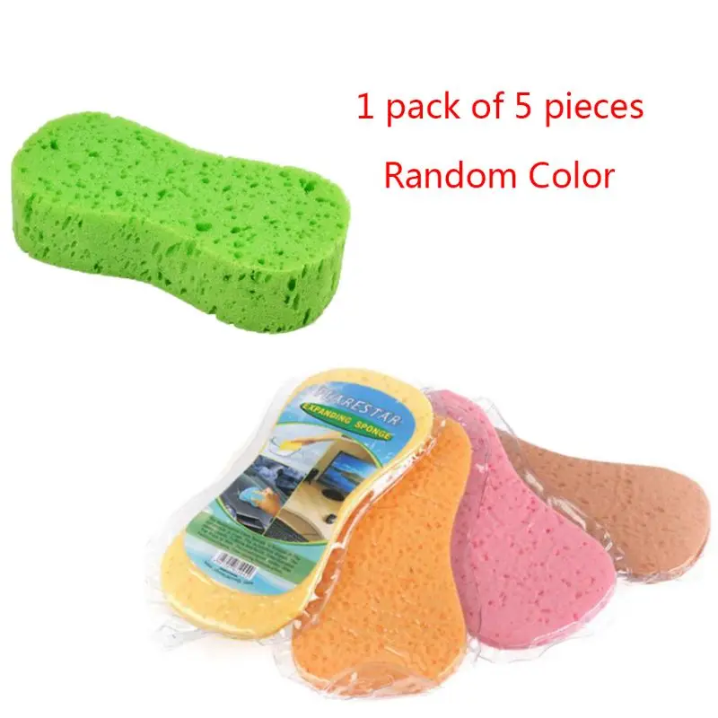 

5 Pcs 8 Word Shape Car Wash Sponge Kitchen Dishwashing Pot Cleaning Tool Waxing Sponge Vacuum Compression Coral Sponge