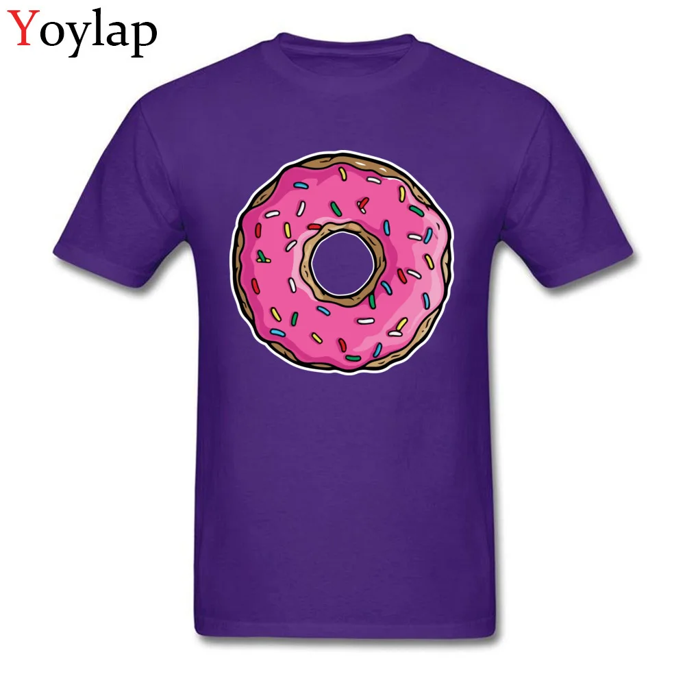 Mens Tops Shirt Cute Slim Fit T-shirts 100% Cotton Crew Neck Short Sleeve Street Donut Tee Shirts Top Quality purple