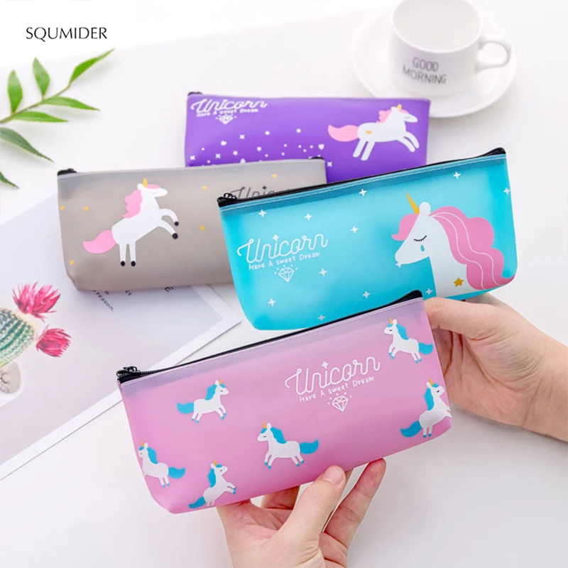 Cartoon Unicorn Pencil Case Zipper Pencile Big Bag for Kids Girls Gift Big Case Office Stationery Supplies for school