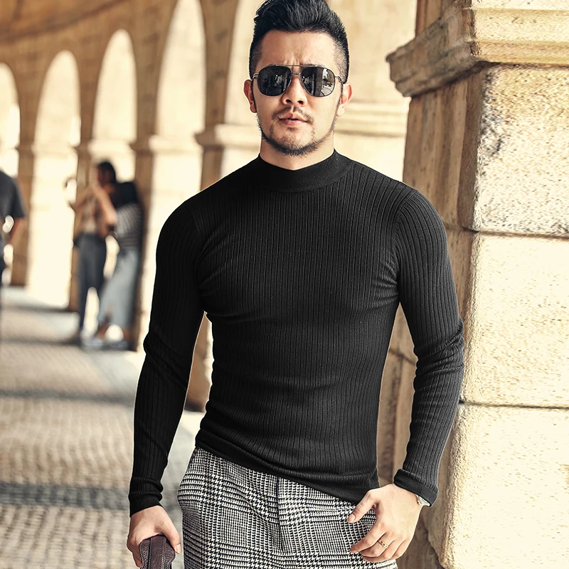 High Neck Knitted Sweater Men England 