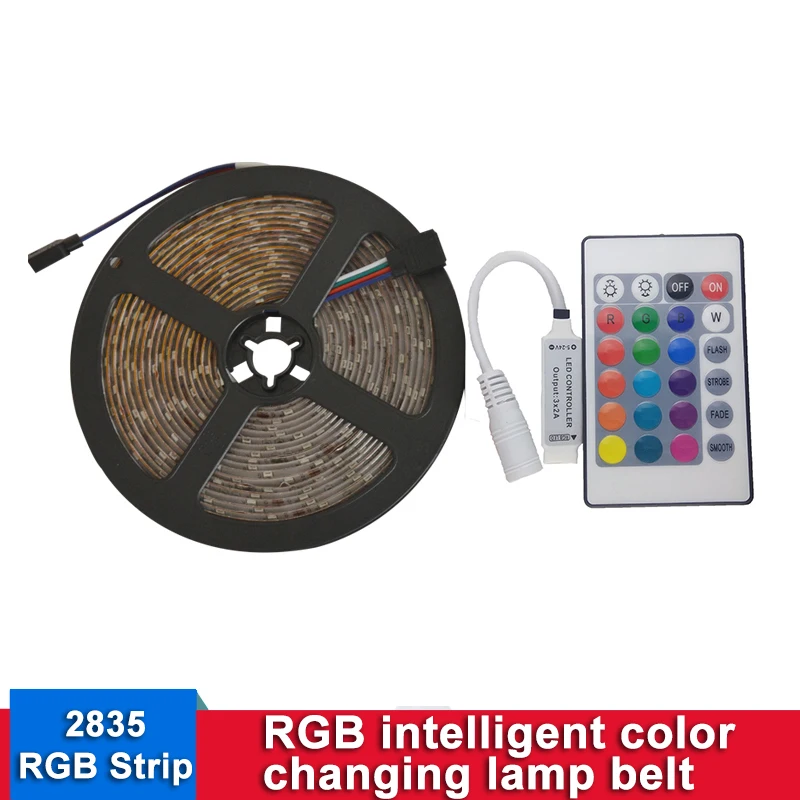 cheap Waterproof Led Strip 2835 SMD 5 meter 300Leds DC12V RGB Remote Control set Flexible Lighting Ribbon Tape