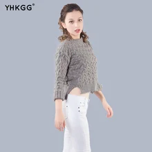 

YHKGG 2018 New Women Autumn Winter Warm Sweaters And Pullovers Long Sleeve Hemp Pattern Pull Damen Simple Jumper