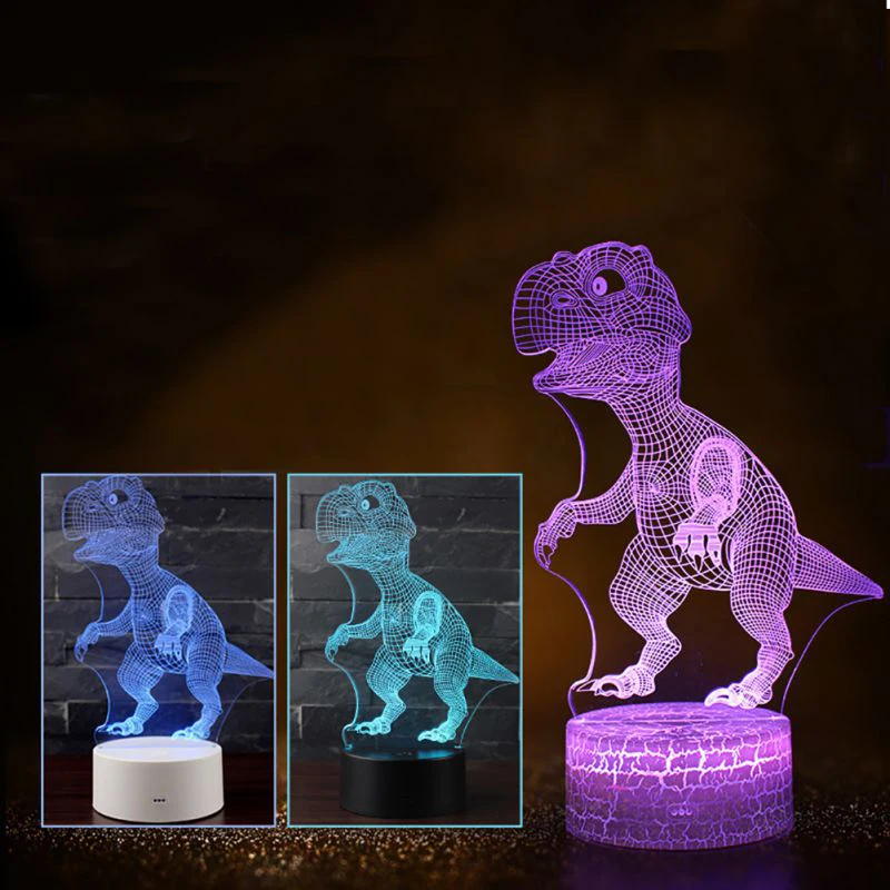 

Dinosaur Colorful Changed Valentine's Day Gift 3D Visual Illusion Light LED Visual Light Decorative Holiday Desktop Ornaments