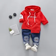 Детский комплект одежды для маленьких мальчиков, одежда для малышей хлопковый костюм с капюшоном и надписью для мальчиков, весенний костюм с длинными рукавами для детей от 1 года до 4 лет