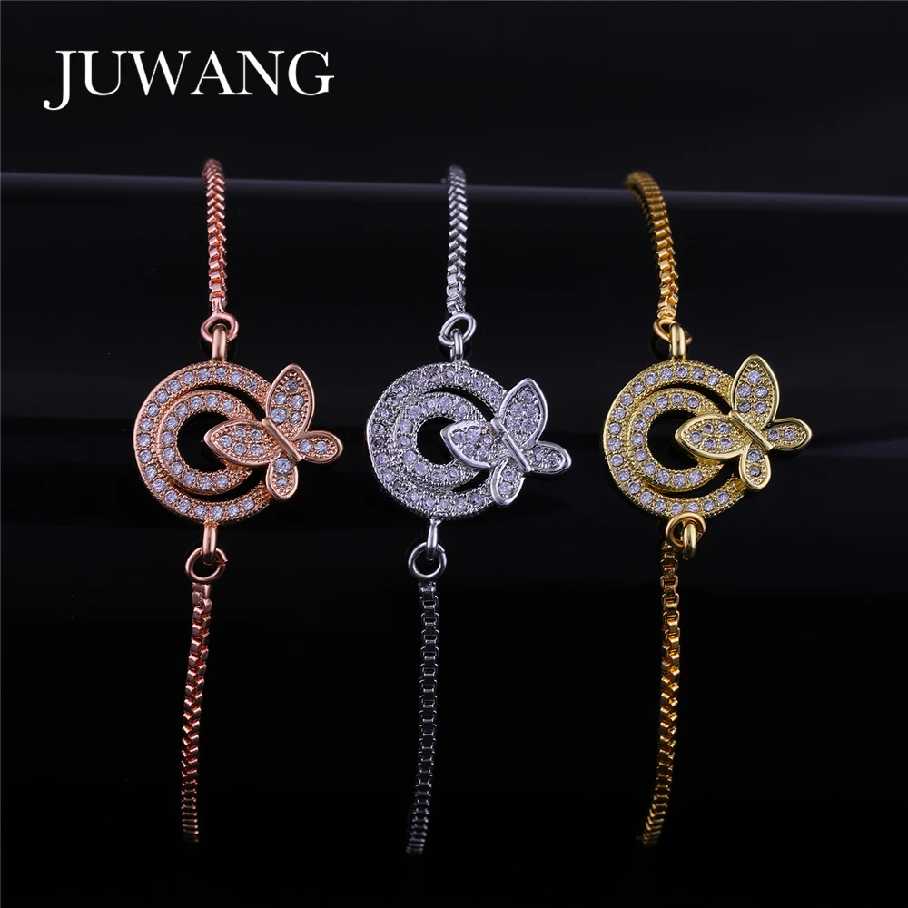 

JUWANG 2018 Strawberry Shape Charm Bracelets For Women Girl Children Silver Color Clear Cubic Zirconia Inlay Adjustable Gift