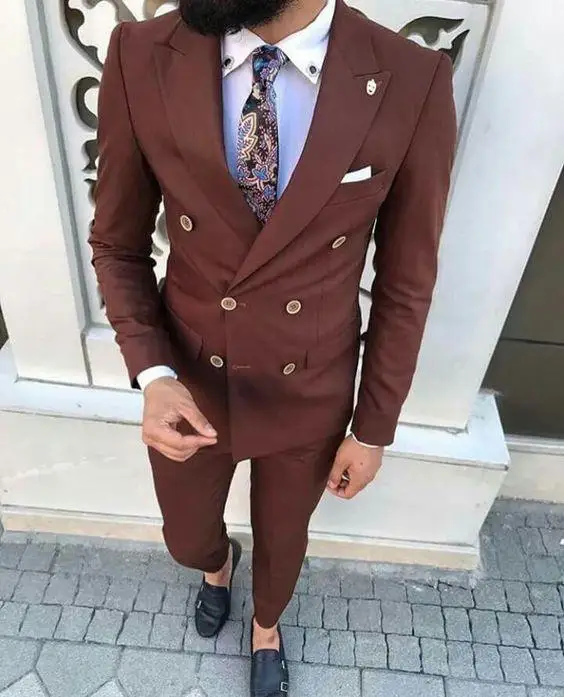 2018 Latest Coat Pant Designs Men Suit Classic Double Breasted Prom