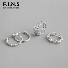 F.I.N.S 1 шт. S925 чистые стерлинговые серебряный крючок для уха манжеты цепи двухслойные женские серьги стекируемые корейский клип серьги без шт