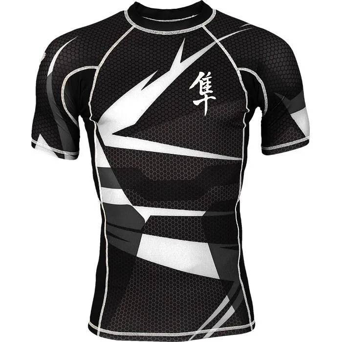Prix pour Haute qualité Hayabusa compression blanc noir À Manches Courtes MMA Serré t-shirts jiu jitsu bjj sublimé maillots Prix pour Haute qualité Hayabusa compression blanc noir À Manches Courtes MMA Serré t-shirts jiu jitsu bjj sublimé maillots