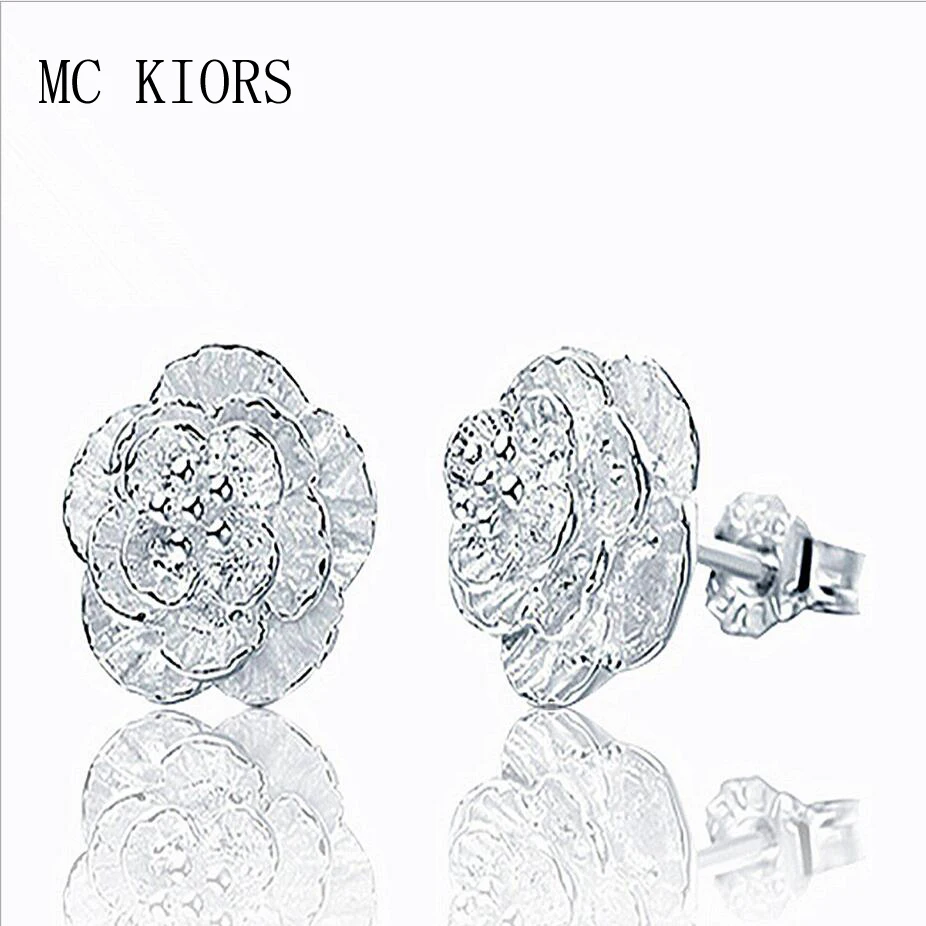 

New Fashion Crystal Earrings For Women Rhinestone Pearl Flower Stud Earrings Female Statement Ear Jewelry Gift Wholesale