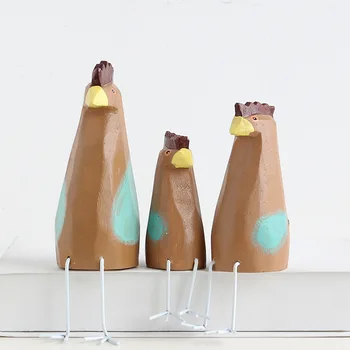 

3pcs/set Cute Wooden Chicken Figurines Model Adorn Desk Decor Home Decoration Cartoon Wooden Tabletop Ornament Figurine