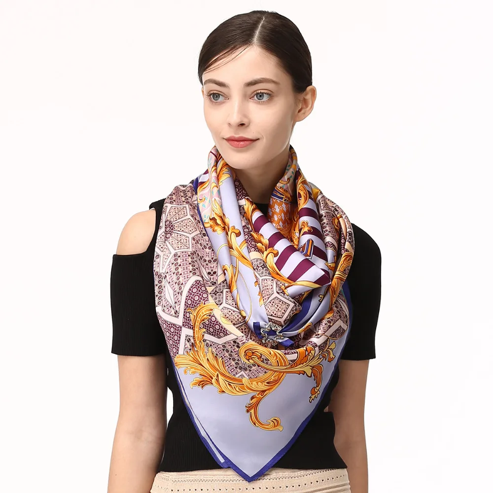 Luxury Brand Design 100% Silk Satin women scarf, Fashion elegant lady ...