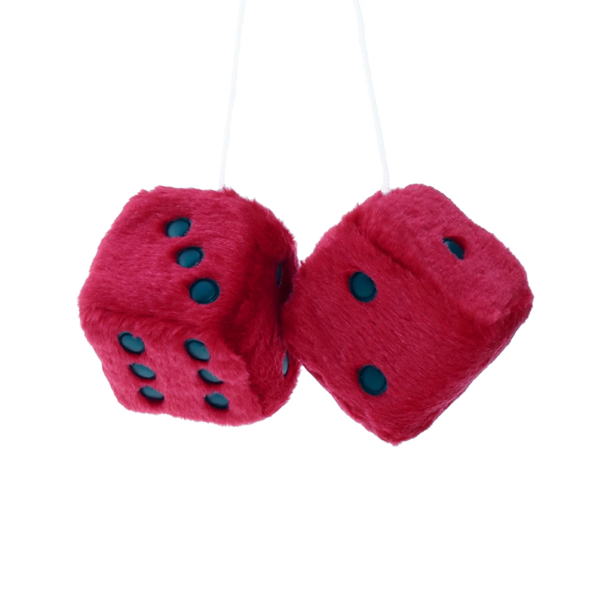 

Fuzzy Dice Hanging Charm Auto Car Rearview Mirror Hanging Accessories for Car Decoration (Red)
