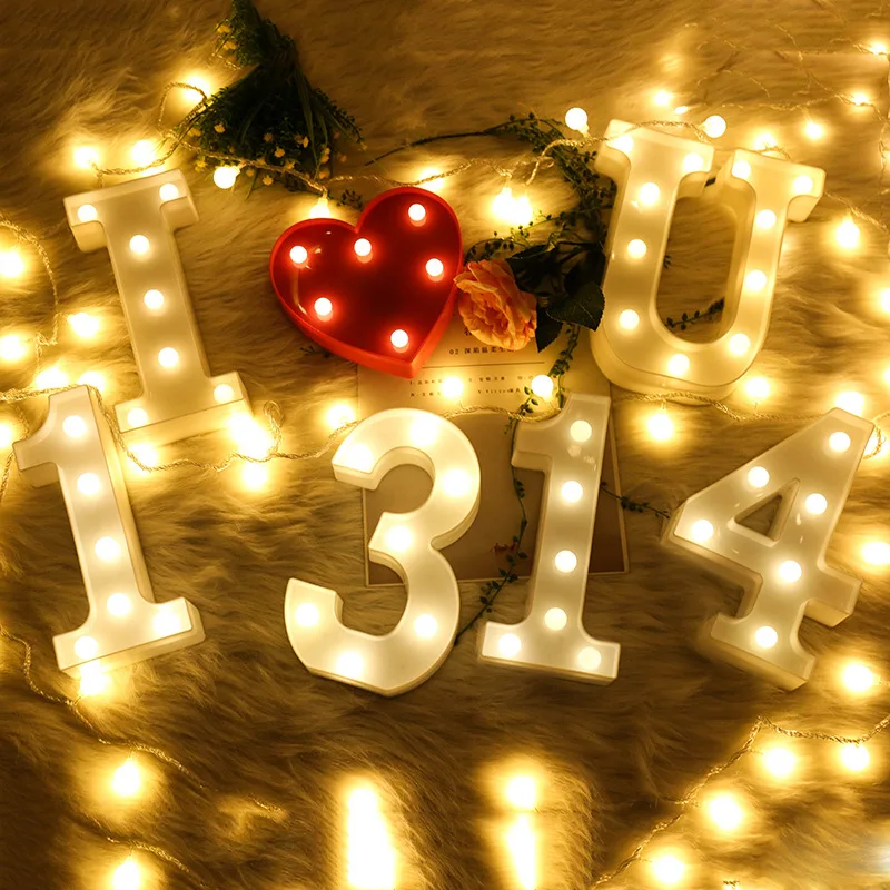 22 см, свадьбы, дня рождения, декор для вечеринки Рождества 3D 26 белый цифровой светодиодный сезона знак, символ настенная лампа в помещение подвесной ночной свет