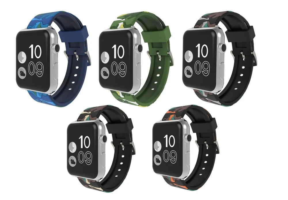Камуфляжный спортивный силиконовый ремешок для iWatch 38 мм 42 камуфляжный браслет с