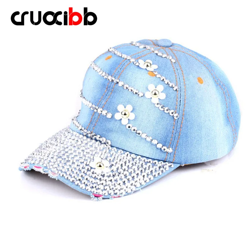 2017 brand women rhinestone crystal snapback hats girls baseball cap