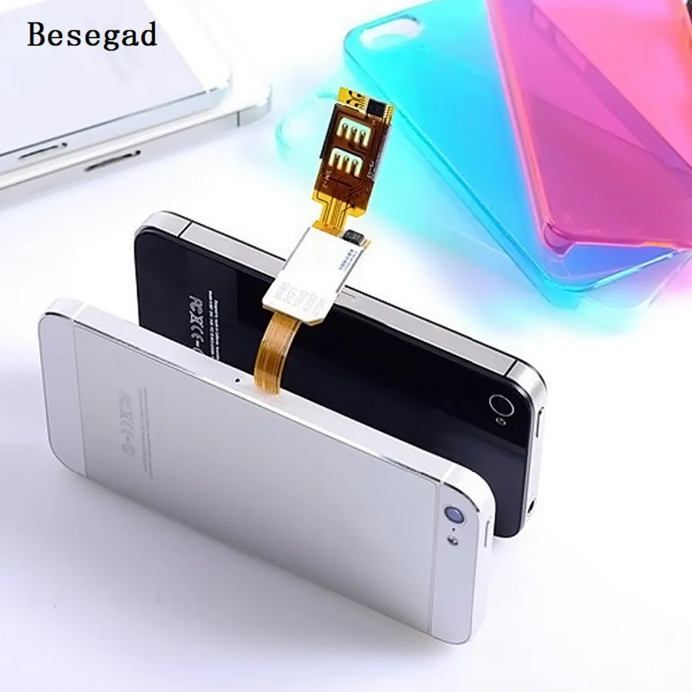 Besegad Dual SIM Single Standby Card Adapter for Apple iPhone 5 5S SE 6