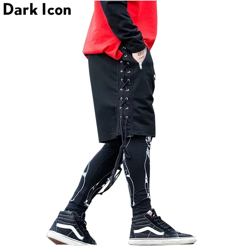 

DARK ICON DARKICON Side String European and American Style Elastic Waist Casual Shorts Men 2017 Summer Shorts Men