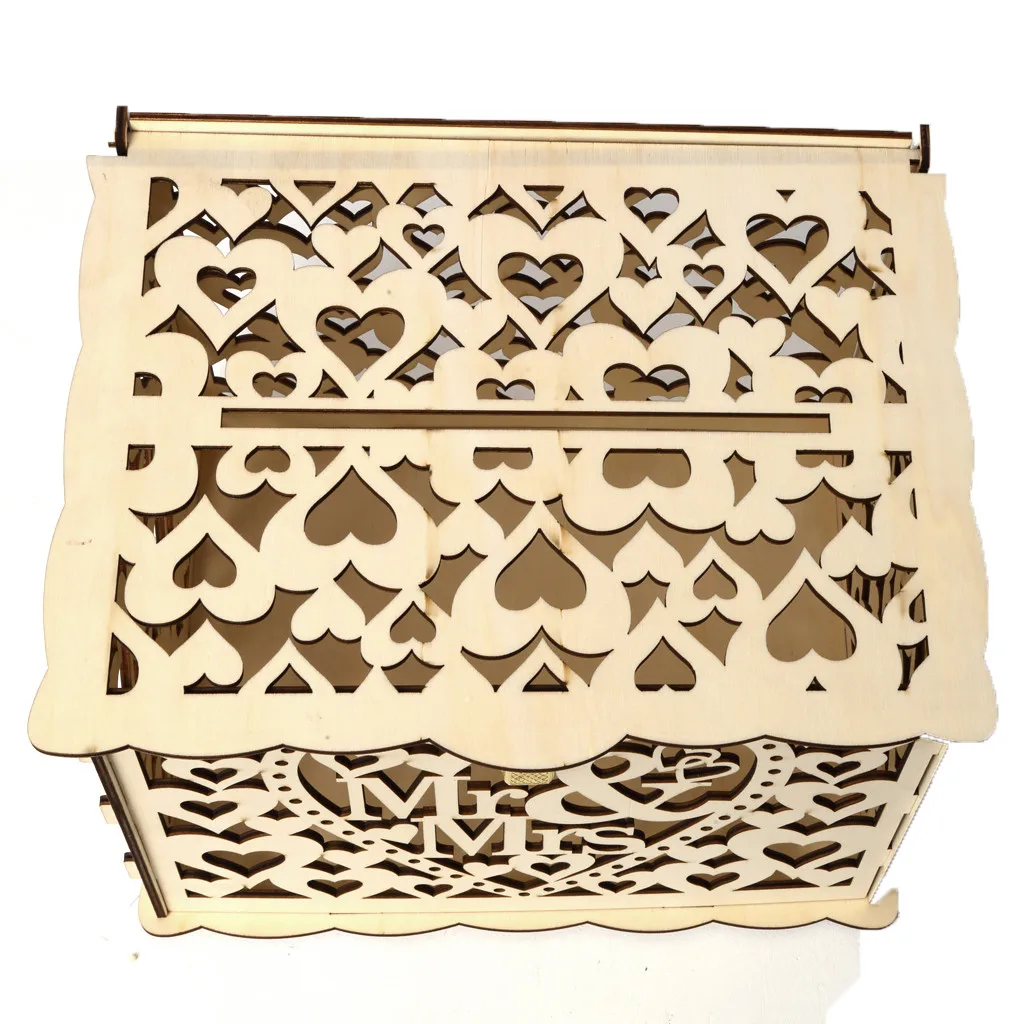Коробка для приглашения на свадьбу с замком DIY деньги деревянные коробки для подарков на день рождения Свадебные украшения поставки творческий деревянная коробка для денег