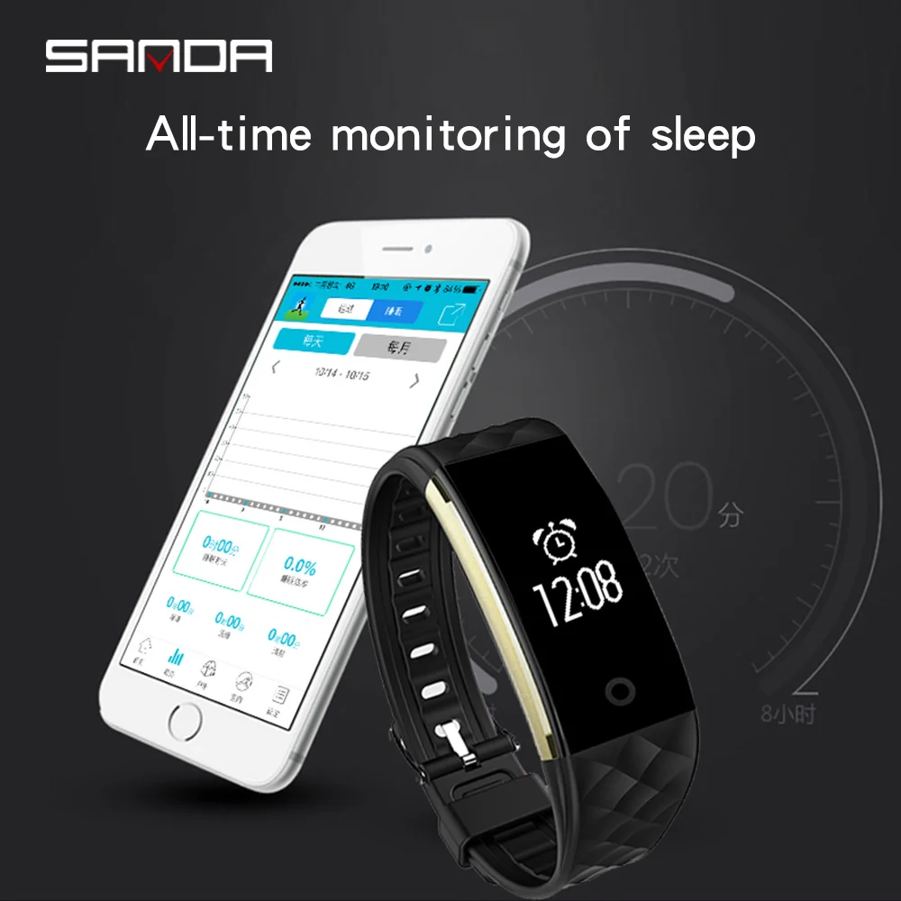 SANDA new smart bracelet watch for Android iOS sports Bluetooth smart watch heart rate sleep monitor fashion watch SANDA new smart bracelet watch for Android iOS sports Bluetooth smart watch heart rate sleep monitor fashion watch