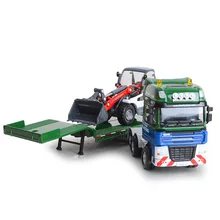 Caldway All-Alloy Engineering Series Flat Tractor with Bulldozer Combination Sliding Model Collection Decorative Toys Caldway All-Alloy Engineering Series Flat Tractor with Bulldozer Combination Sliding Model Collection Decorative Toys